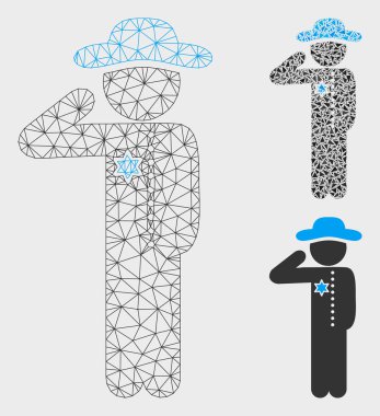 Gentleman Officer Vektör Örgü Karkas Modeli ve Üçgen Mozaik Simgesi