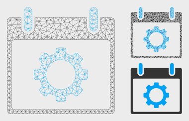 Dişli Seçenekleri Takvim Günü Vektör Örgü Ağ Modeli ve Üçgen Mozaik Simgesi