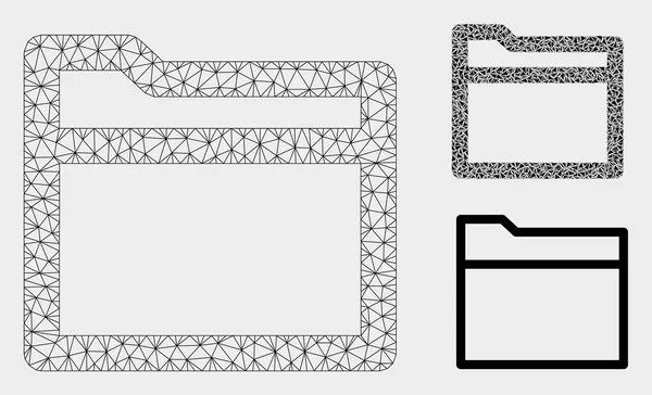 文件夹矢量网格网络模型和三角形马赛克图标 — 图库矢量图片