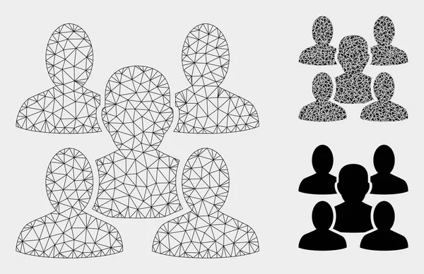 Modèle 2D de maille vectorielle d'amis et icône de mosaïque de triangle — Image vectorielle