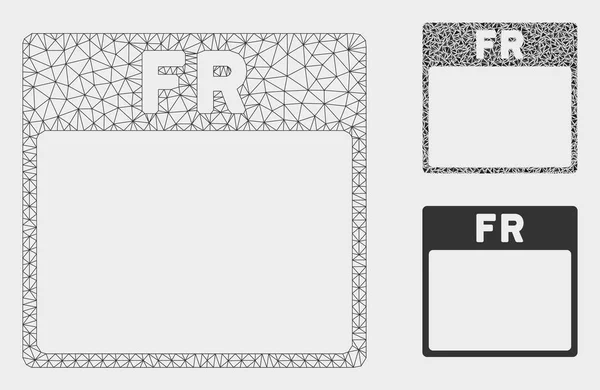 Sexta-feira Calendário Página Vector Mesh Wire Frame Modelo e Triângulo Mosaico Ícone — Vetor de Stock