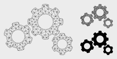 Gears vector Mesh 2D model ve üçgen mozaik simge