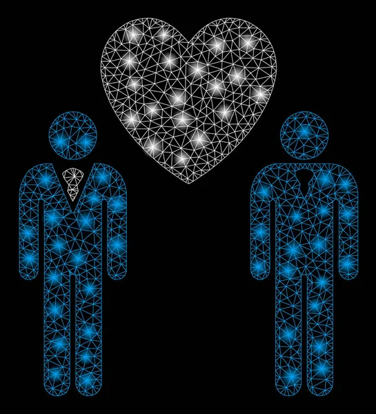 Amants gays 2D en maille brillante avec taches de fusée éclairante — Image vectorielle