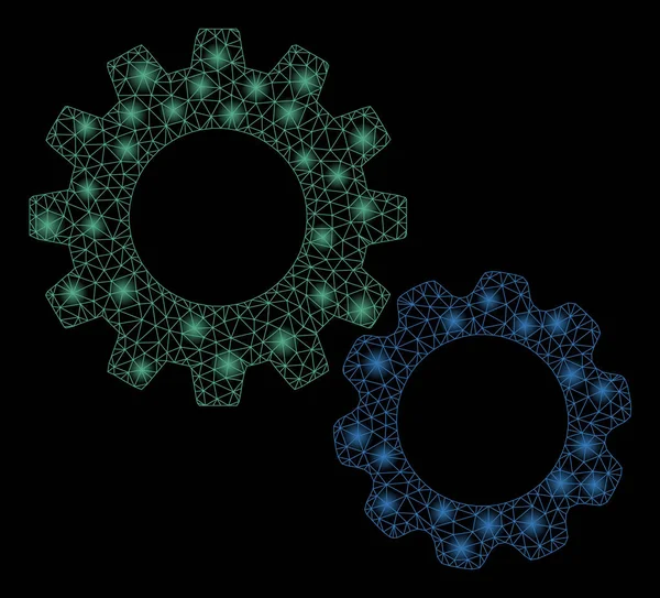 Flare Mesh 2D Gears with Flare Spots — Stock Vector