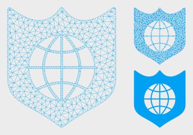 Küresel kalkan vektör Mesh karkas model ve üçgen mozaik simge