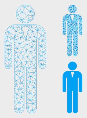 Beyefendi vektör mesh ağ modeli ve üçgen mozaik simge