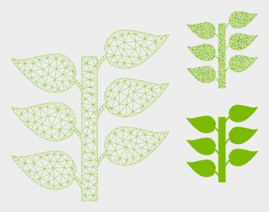 Flora Bitki vektör Mesh karkas model ve üçgen mozaik simge