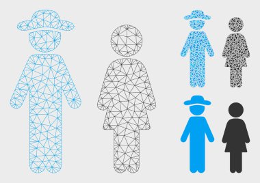 Beyefendi ve Lady vector Mesh 2D model ve üçgen mozaik simge
