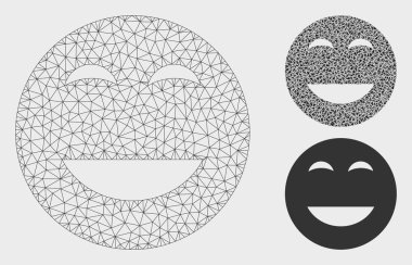Glad smiley vektör Mesh 2D model ve üçgen mozaik simge