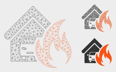 Garaj yangın afet vector Mesh tel çerçeve model ve üçgen mozaik simge