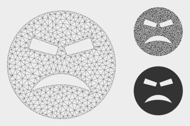 Öfkeli Smiley vector Mesh 2D model ve üçgen mozaik simge
