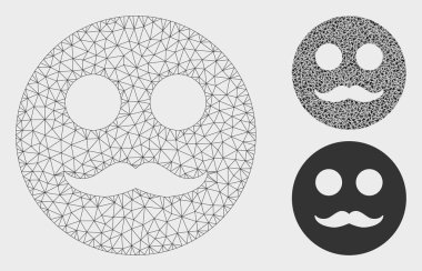 Gentleman smiley vektör Mesh karkas model ve üçgen mozaik simge