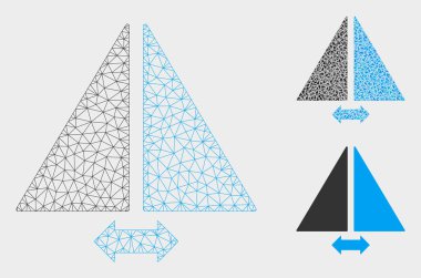 Yatay çevirme vektör Mesh tel çerçeve modeli ve üçgen mozaik simgesi
