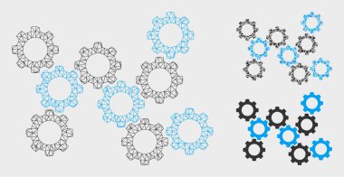 Dişli vektör Mesh karkas model ve üçgen mozaik simge