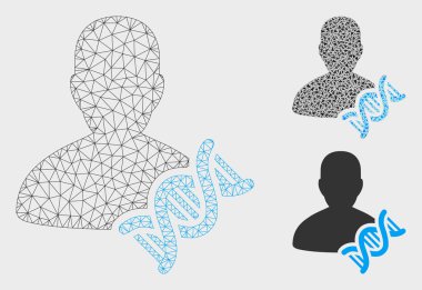 Genetikçi DNA vector Mesh 2D model ve üçgen mozaik simge