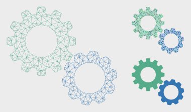 Dişli vektör Mesh karkas model ve üçgen mozaik simge