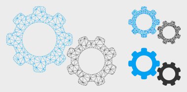 Gears vector Mesh 2D model ve üçgen mozaik simge