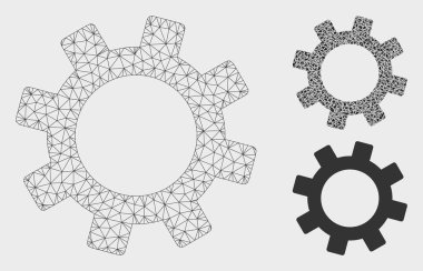 Dişli vektör Mesh karkas model ve üçgen mozaik simge