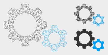 Gears vector Mesh 2D model ve üçgen mozaik simge
