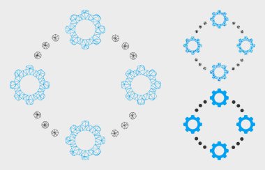 Dişli sanal bağlantı vektör mesh ağ modeli ve üçgen mozaik simge