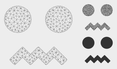 Korku smiley vektör Mesh 2D model ve üçgen mozaik simge