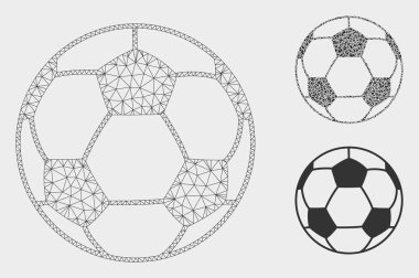 Futbol top vector Mesh tel çerçeve model ve üçgen mozaik simge