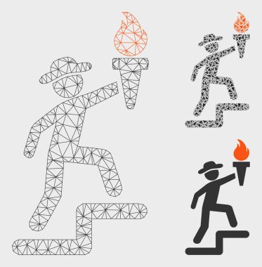 Bay Torch vector Mesh 2D model ve üçgen mozaik simgesi ile tırmanma