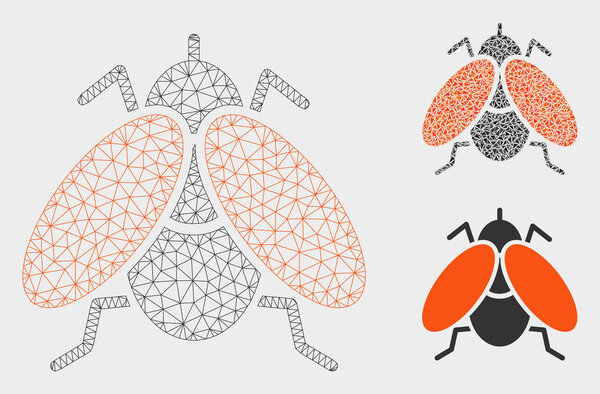 Fly Vector Mesh 2D Model and Triangle Mosaic Icon