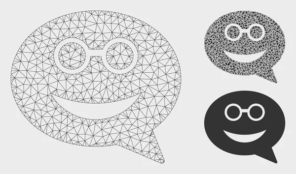 Brille Smiley Message Vektor Mesh 2d Modell und Dreieck Mosaik-Symbol — Stockvektor