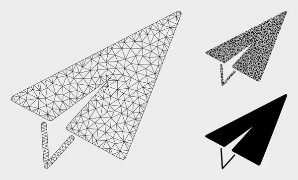 Modelo de red de malla vectorial independiente y icono de mosaico de triángulo — Vector de stock