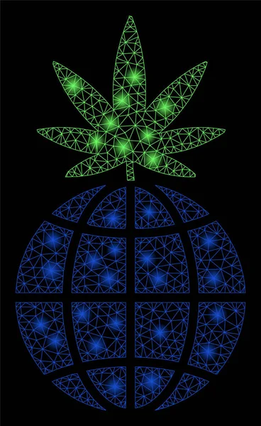 Flare Mesh 2d Global Cannabis Sprout avec Flare Spots — Image vectorielle