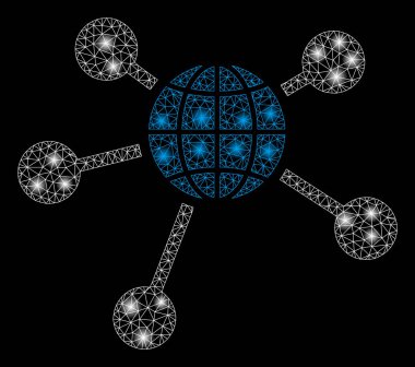 Işık lekeleri ile parlayan Mesh karkas küresel bağlantılar