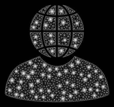 Flare Spotlar ile parlayan Mesh tel çerçeve küresel politikacı