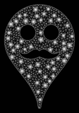 Parlak kafes tel çerçeve Gentleman Smiley harita Marker ile Flash Spotlar