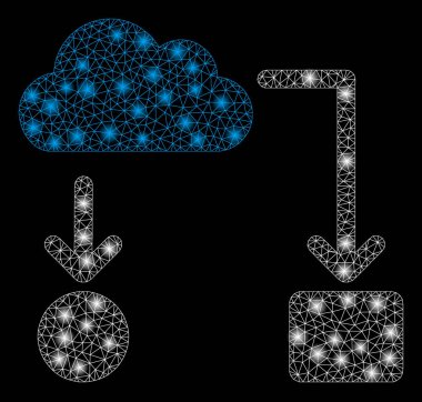 Parlama spotları ile parlak mesh ağ bulut akışı grafiği