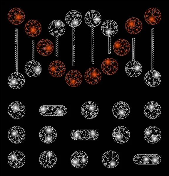 Red de malla de bengalas Código genético con manchas de bengalas — Archivo Imágenes Vectoriales