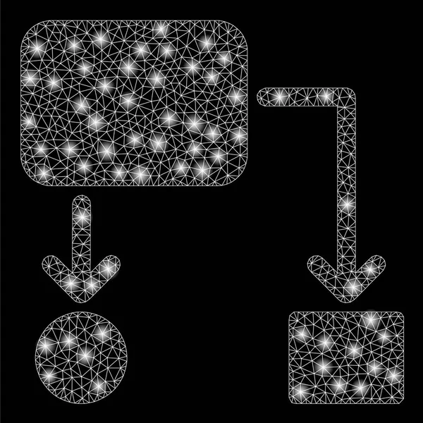 Diagrama de flujo de canal de malla de llamarada con manchas de llamarada — Vector de stock