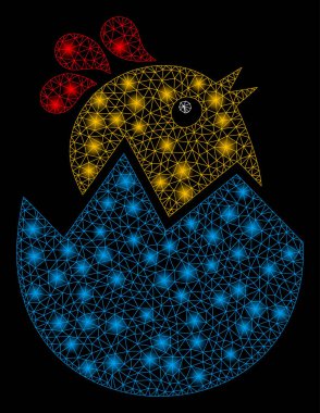 Flare Mesh Wire Frame Hatch Chick with Flare Spots clipart