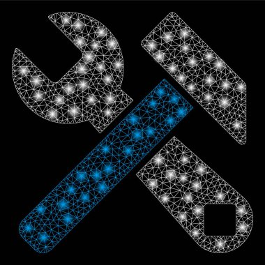 Flaş Spotlu Parlak Örgü Tel Çerçeve Çekiç ve Anahtar