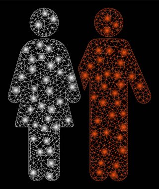 Flare Spotlar ile Parlayan Örgü Karkas İnsan Çift