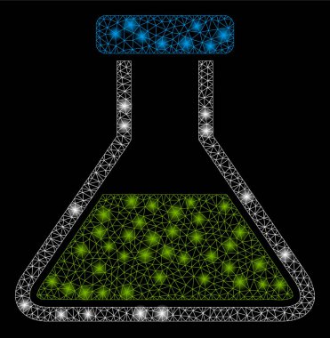 Işık Lekeleri ile Parlayan Örgü Ağ Yeşil Geniş Flask