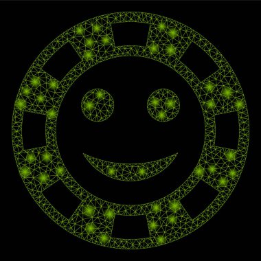 Parlama Spotlar ile Parlak Örgü Tel Çerçeve Happy Casino Chip