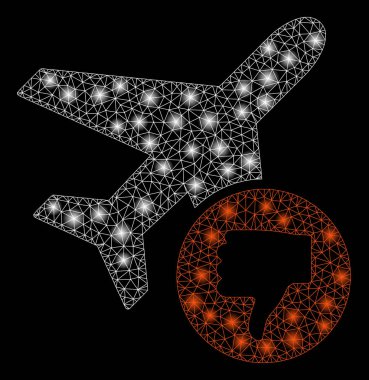 Parlayan kafes ağ uçak flare Spotlar ile Fail