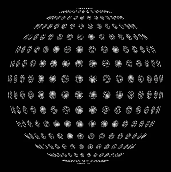 フレア メッシュ ネットワーク抽象点線球とフレア スポット — ストックベクタ