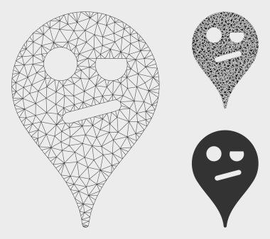 Infidelity Smiley Harita Marker Vektör Örgü Tel Çerçeve Modeli ve Üçgen Mozaik Simgesi
