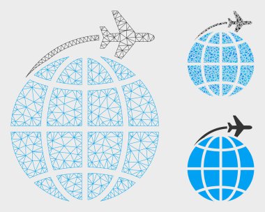 Uluslararası Uçuş Vektör Örgü Karkas Modeli ve Üçgen Mozaik Simgesi