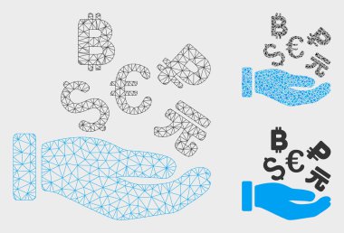 Uluslararası Yatırım El Vektör Örgü 2d Model ve Üçgen Mozaik Simgesi