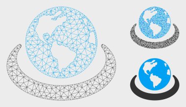 Uluslararası Ağ Vektör Örgü 2d Model ve Üçgen Mozaik Simgesi