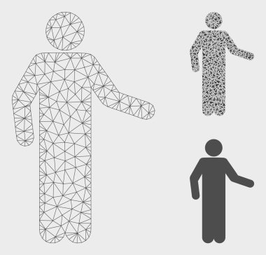 Davetiye Pose Vektör Örgü 2d Model ve Üçgen Mozaik Simgesi