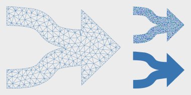 Join Oklar Vektör Örgü 2d Model ve Üçgen Mozaik Simgesi